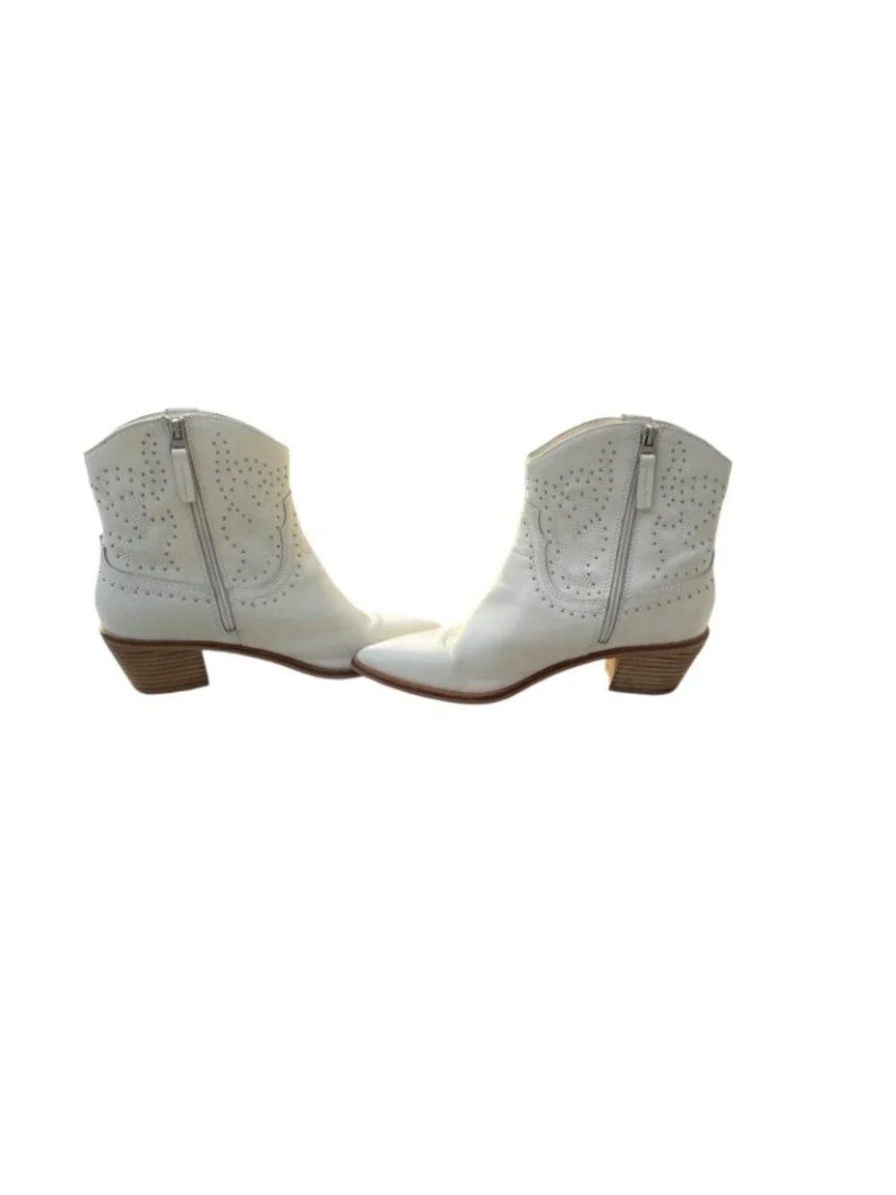 Dolce Vita Solow Stud Off White Leather Western Boot Womens 9.5 Cowgirl Core